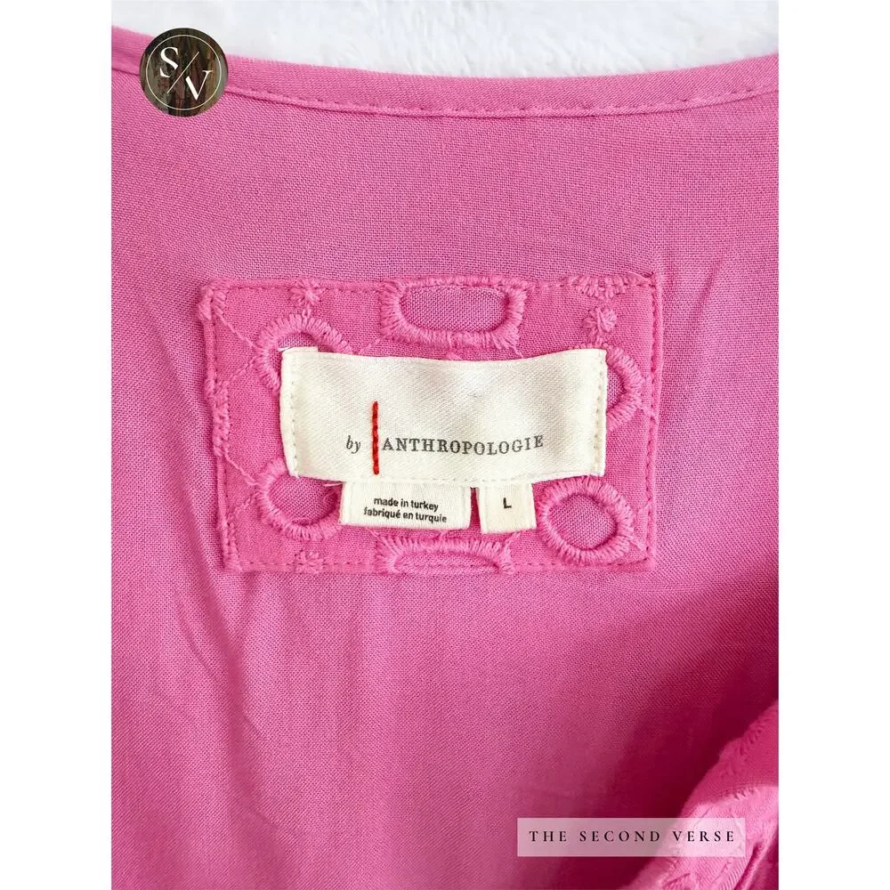 Anthropologie The Somerset Pink Maxi Dress Eyelet Wedding Guest Size Large - Picture 10 of 11